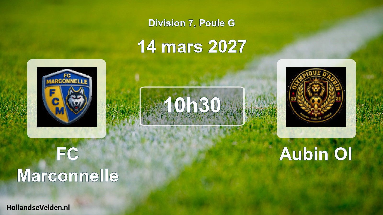 Match programmé: FC Marconnelle - Aubin Ol (14 mars 2027)