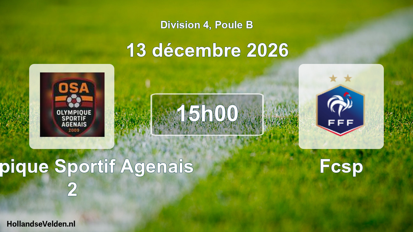 Scheduled Match: Olympique Sportif Agenais 2 - Fcsp (13 December 2026)