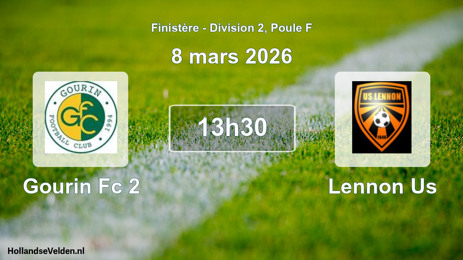 Geplande wedstrijd: Gourin Fc 2 - Lennon Us (8 mars 2026)