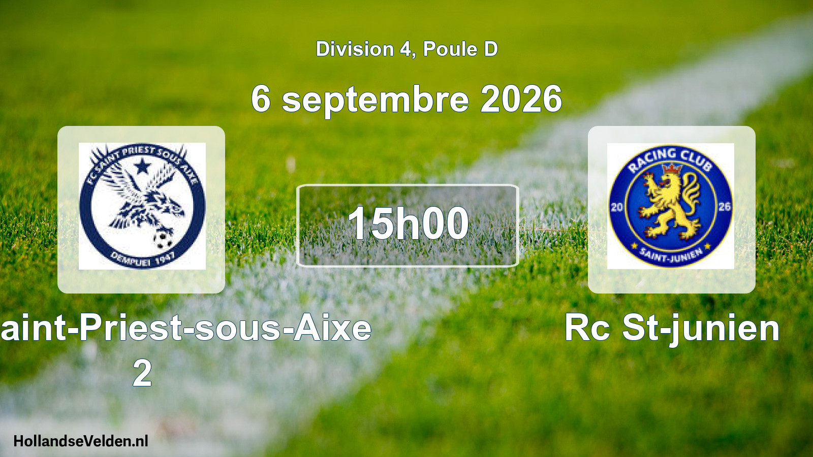 Scheduled Match: FC Saint-Priest-sous-Aixe 2 - Rc St-junien (6 September 2026)