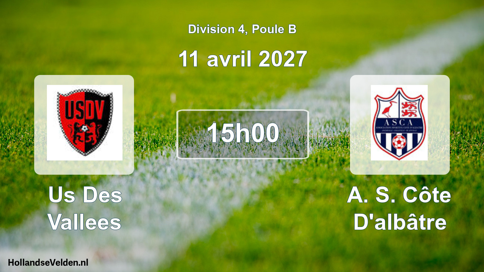 Match programmé: Us Des Vallees - A. S. Côte D'albâtre (11 avril 2027)