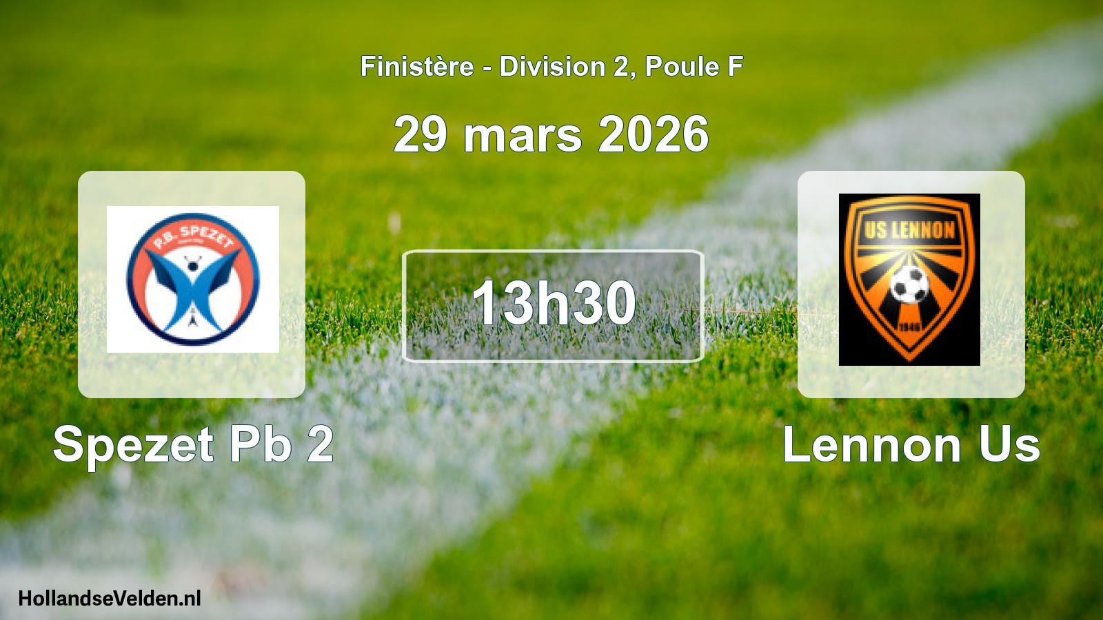 Geplande wedstrijd: Spezet Pb 2 - Lennon Us (29 mars 2026)