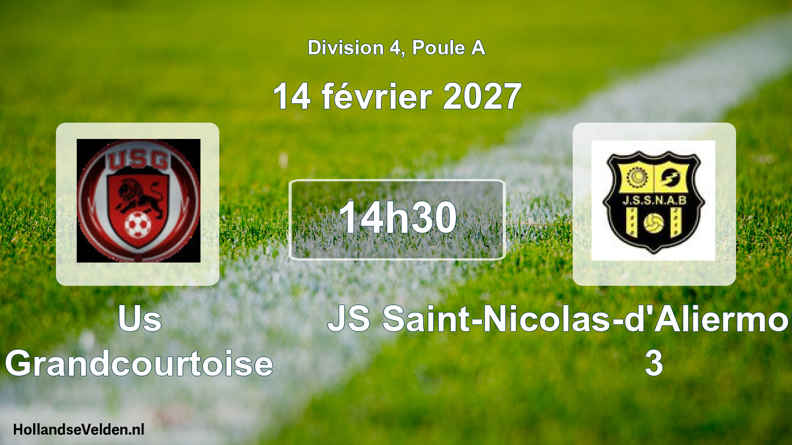 Match programmé: Us Grandcourtoise - JS Saint-Nicolas-d'Aliermont Béthune 3 (14 février 2027)