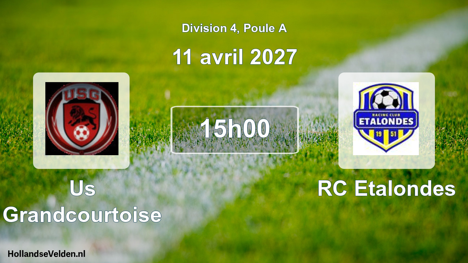 Scheduled Match: Us Grandcourtoise - RC Etalondes (11 April 2027)