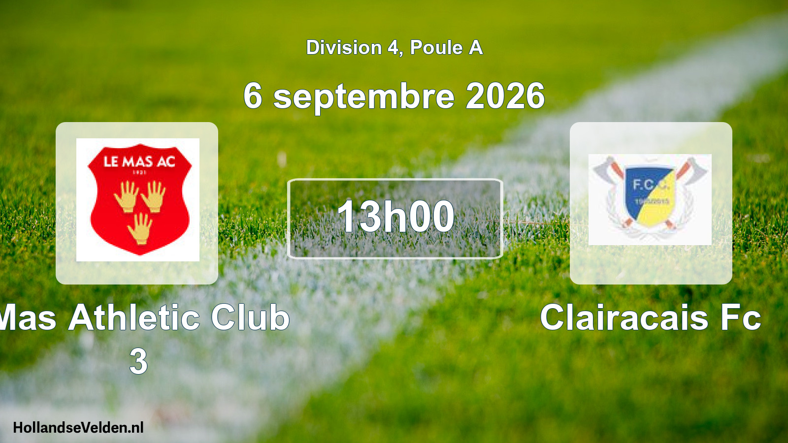 Scheduled Match: Mas Athletic Club 3 - Clairacais Fc (6 September 2026)