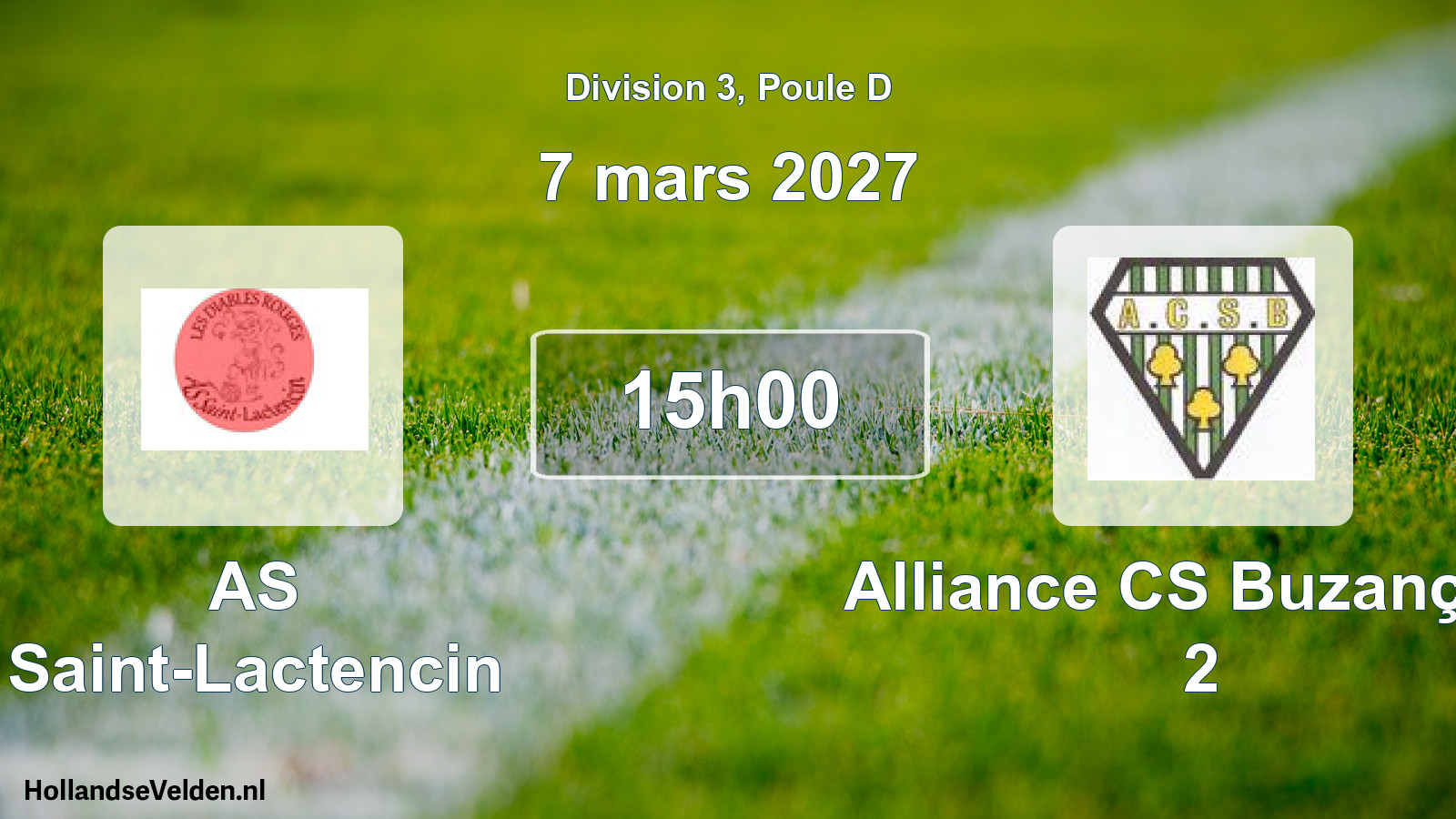 Match programmé: AS Saint-Lactencin - Alliance CS Buzançais 2 (7 mars 2027)