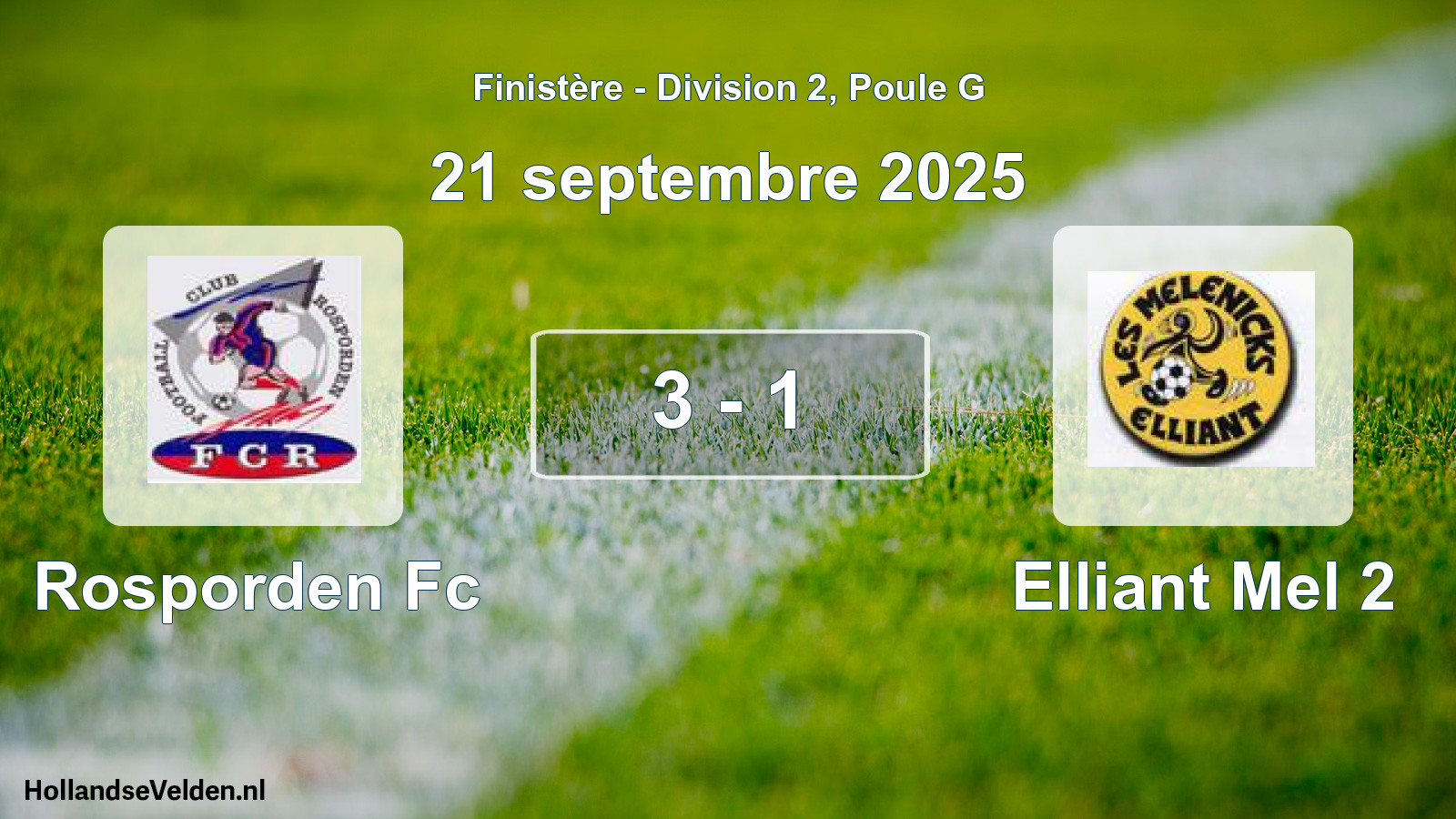 Total number of matches played: Rosporden Fc - Elliant Mel 2 3 - 1 (21 September 2025)
