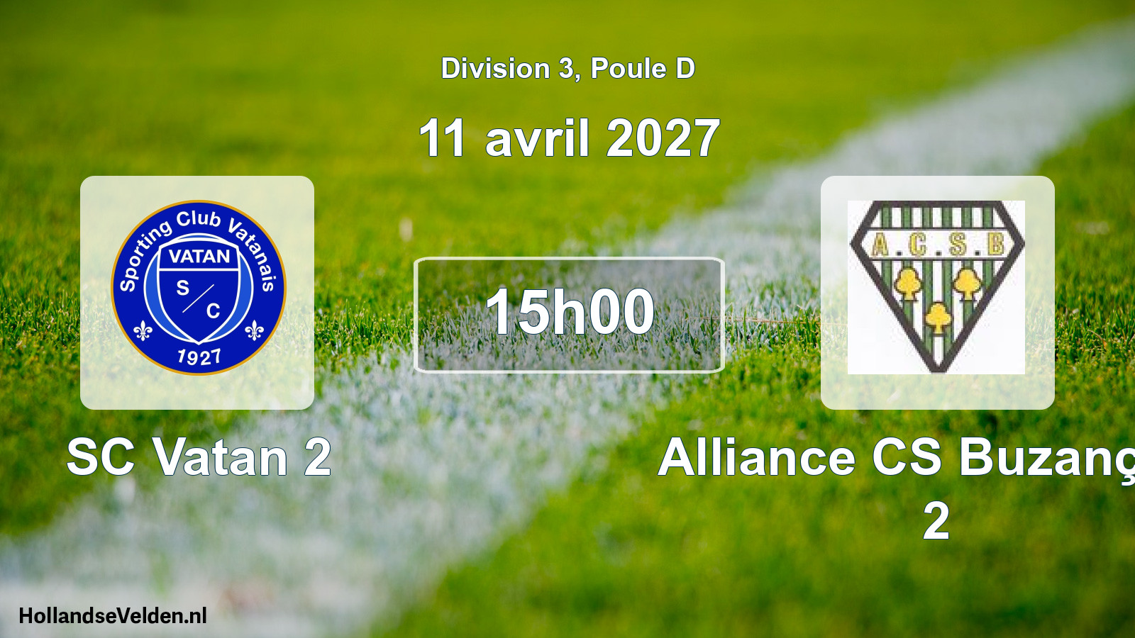 Match programmé: SC Vatan 2 - Alliance CS Buzançais 2 (11 avril 2027)