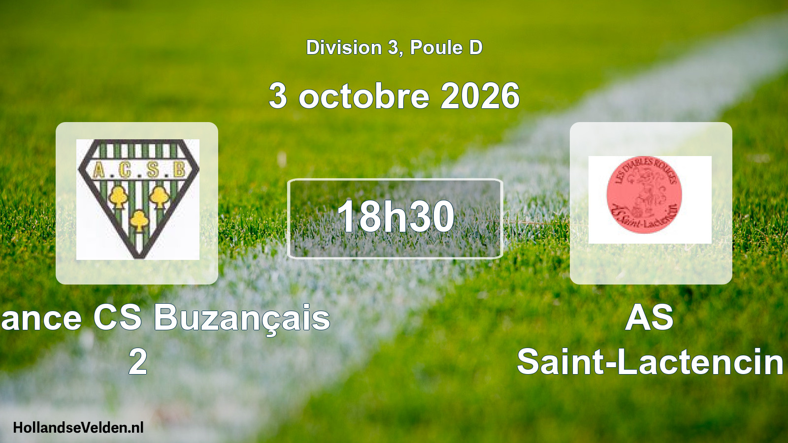 Match programmé: Alliance CS Buzançais 2 - AS Saint-Lactencin (3 octobre 2026)