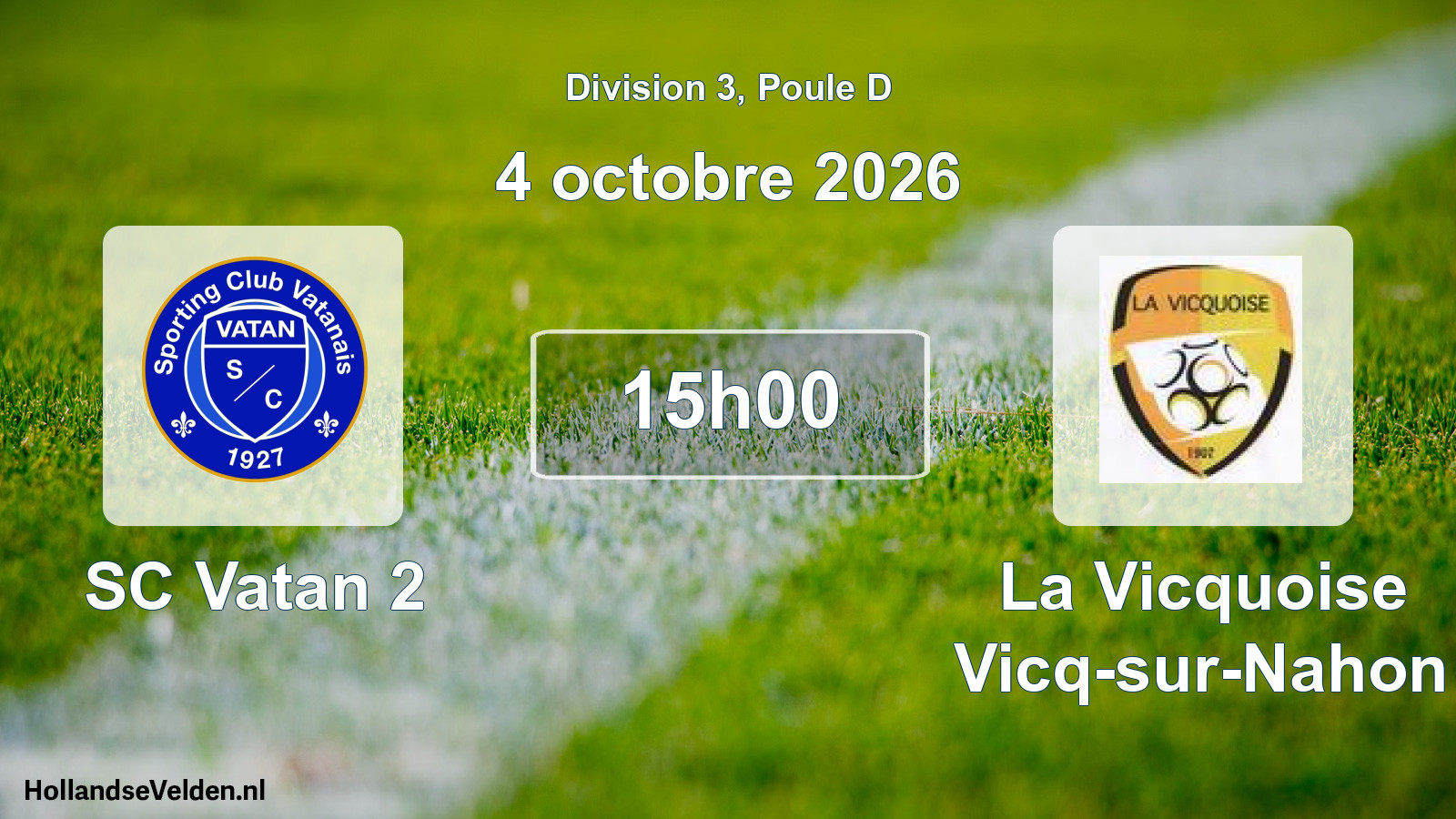 Match programmé: SC Vatan 2 - La Vicquoise Vicq-sur-Nahon (4 octobre 2026)
