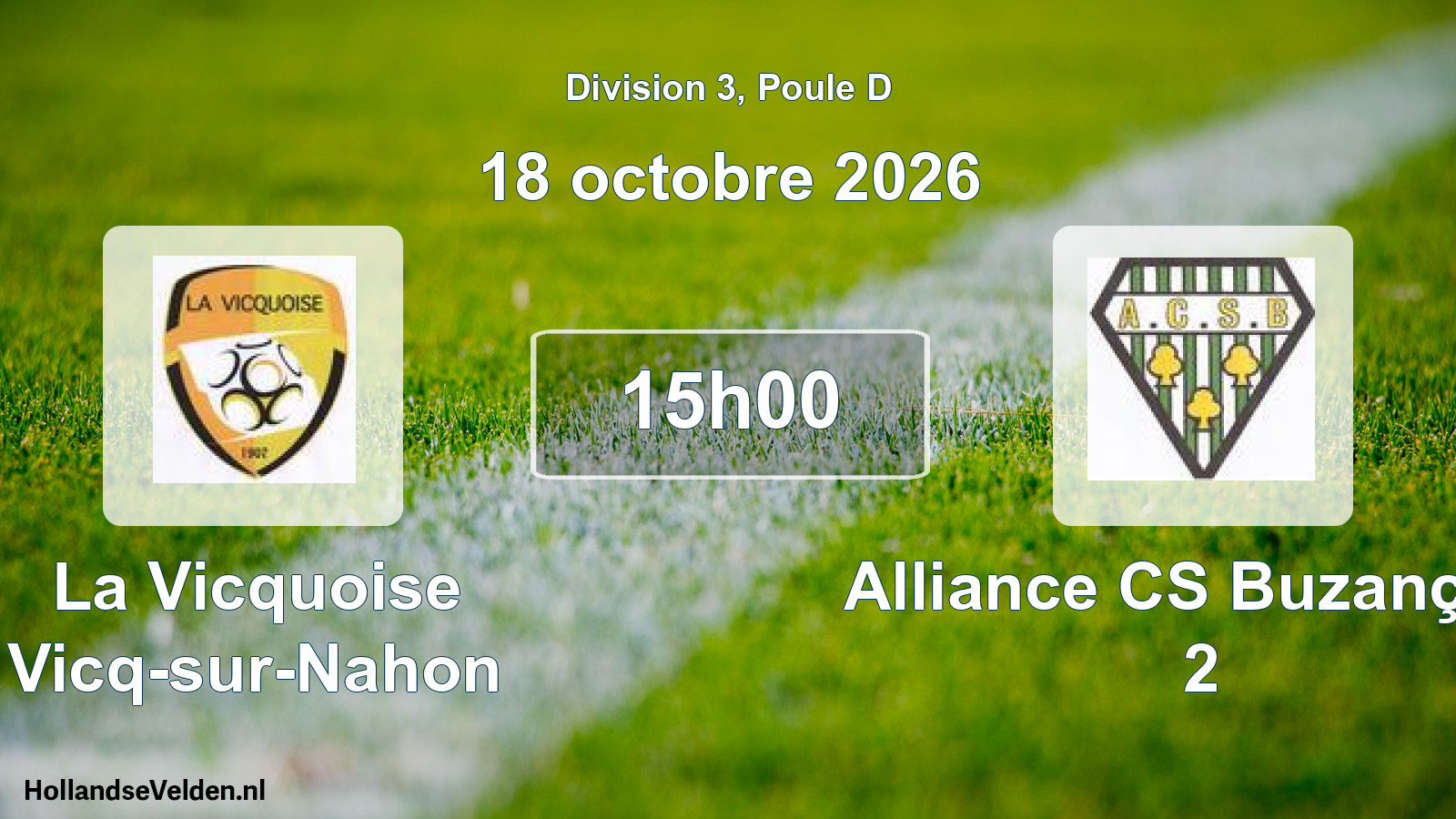 Match programmé: La Vicquoise Vicq-sur-Nahon - Alliance CS Buzançais 2 (18 octobre 2026)