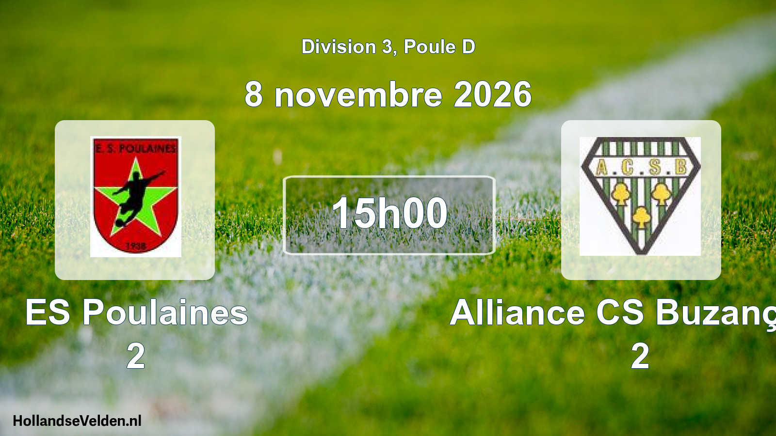 Match programmé: ES Poulaines 2 - Alliance CS Buzançais 2 (8 novembre 2026)