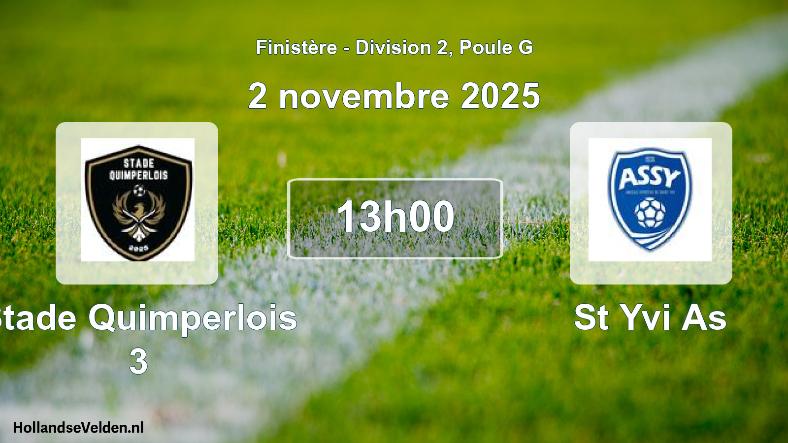 Geplande wedstrijd: Stade Quimperlois 3 - St Yvi As (2 novembre 2025)