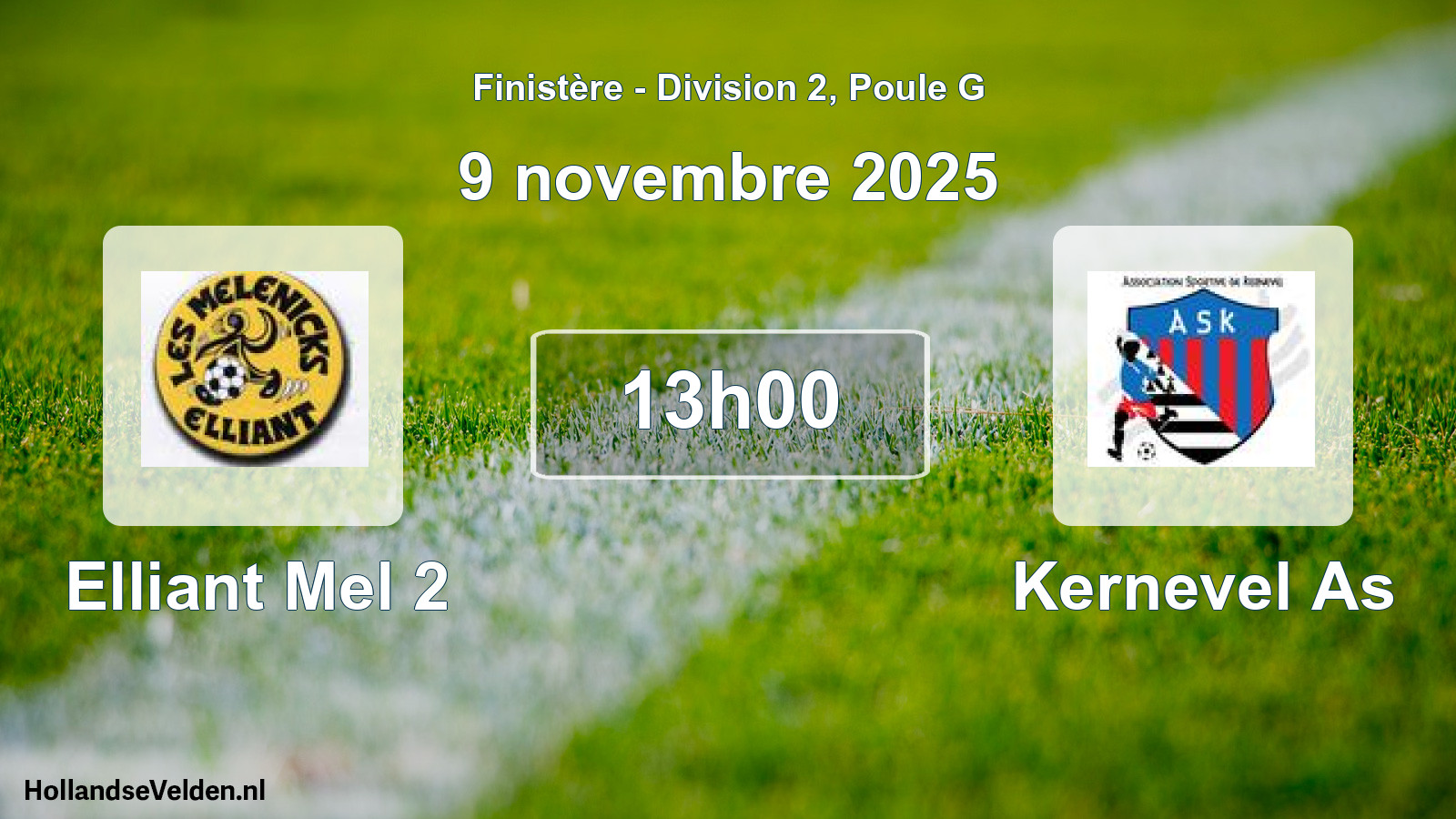 Geplande wedstrijd: Elliant Mel 2 - Kernevel As (9 november 2025)