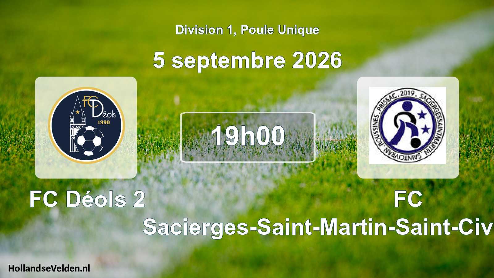 Scheduled Match: FC Déols 2 - FC Sacierges-Saint-Martin-Saint-Civran-Roussines-P (5 September 2026)