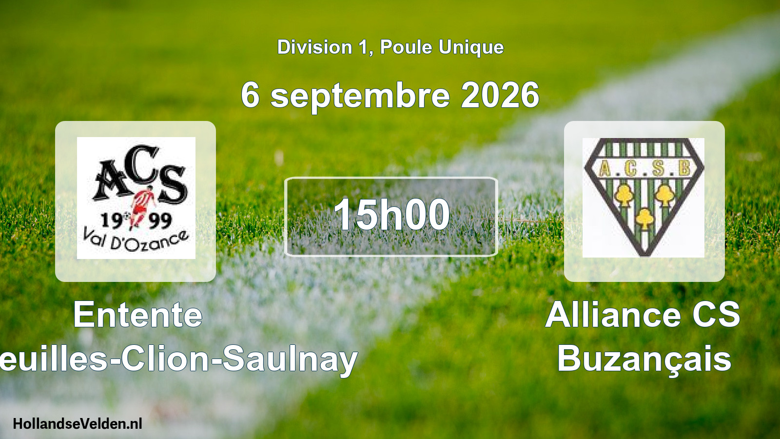 Scheduled Match: Entente Arpheuilles-Clion-Saulnay - Alliance CS Buzançais (6 September 2026)