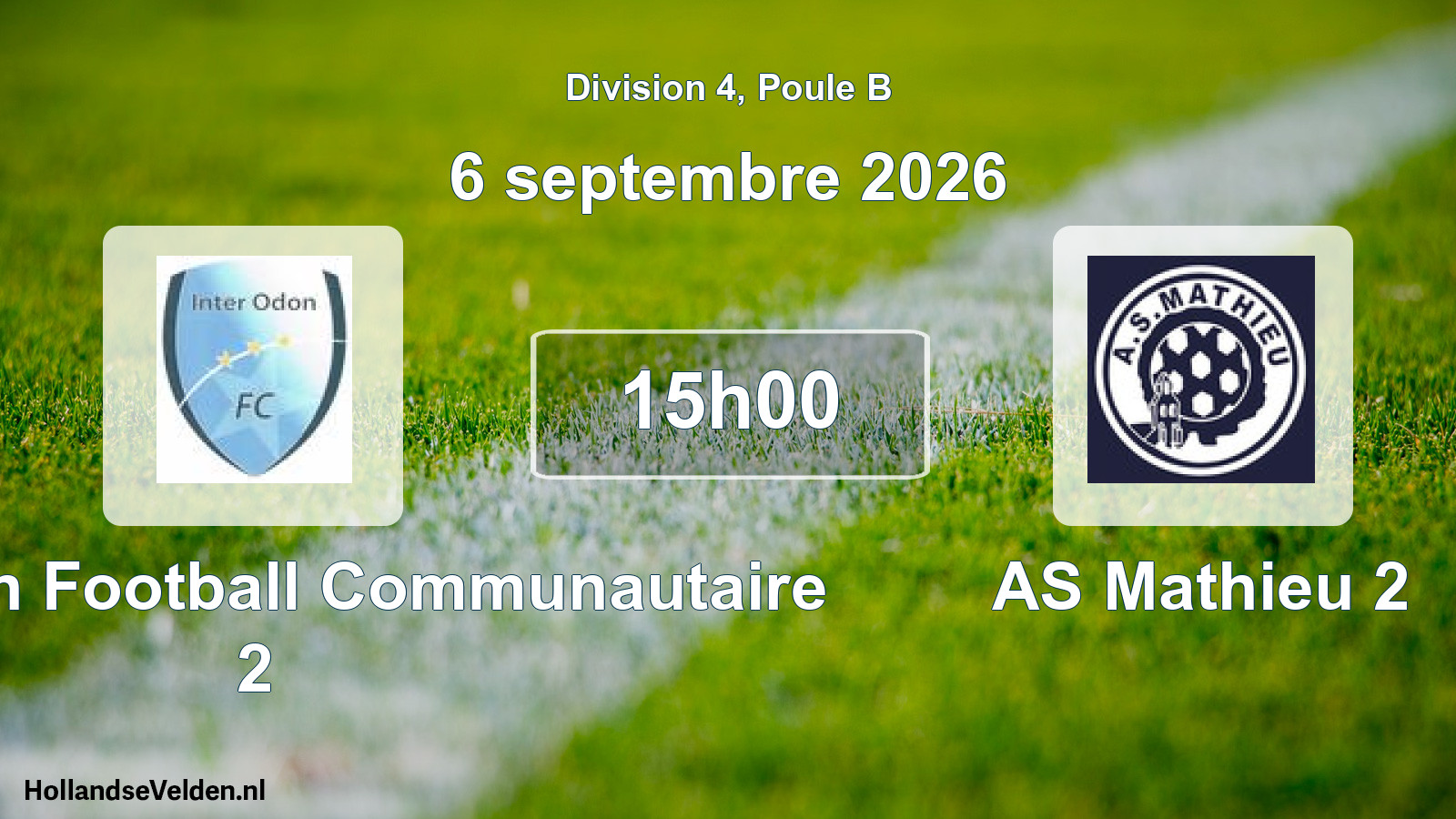 Scheduled Match: Inter Odon Football Communautaire 2 - AS Mathieu 2 (6 September 2026)