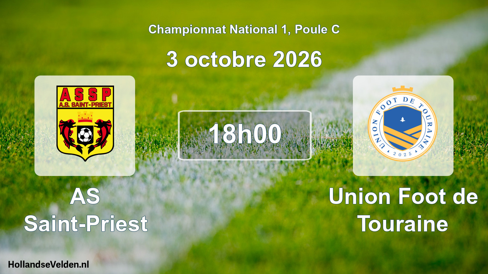 Match programmé: AS Saint-Priest - Union Foot de Touraine (3 octobre 2026)
