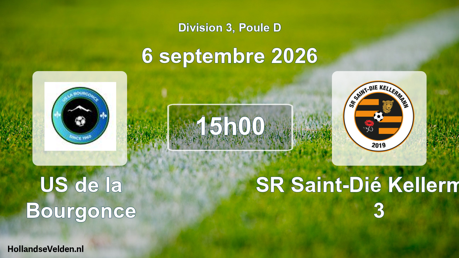 Match programmé: US de la Bourgonce - SR Saint-Dié Kellermann 3 (6 septembre 2026)