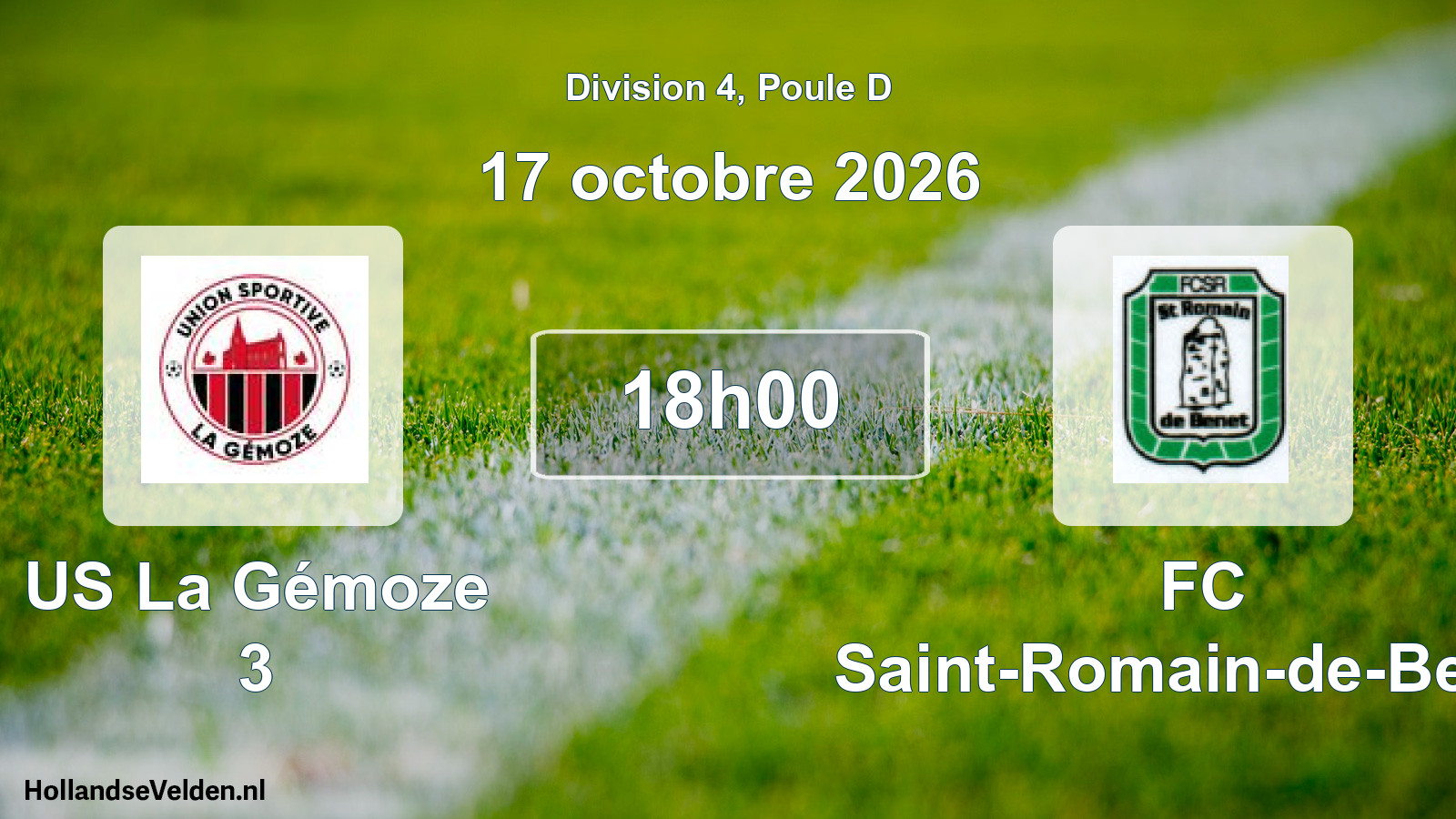Scheduled Match: US La Gémoze 3 - FC Saint-Romain-de-Benet (17 October 2026)