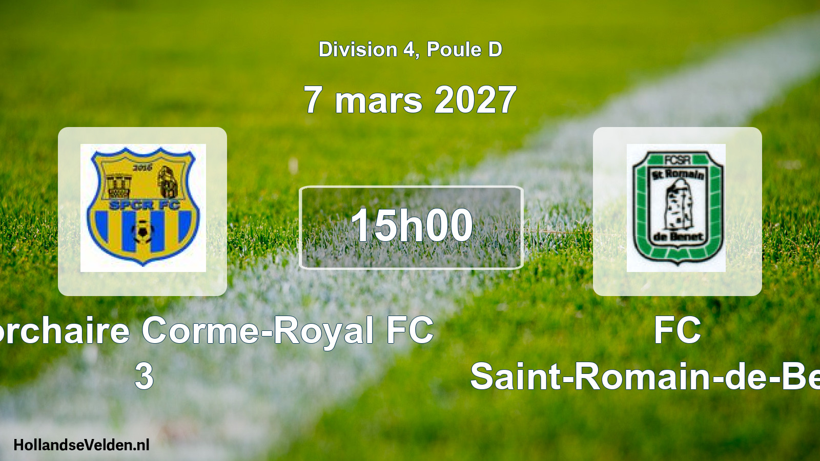 Scheduled Match: Saint-Porchaire Corme-Royal FC 3 - FC Saint-Romain-de-Benet (7 March 2027)