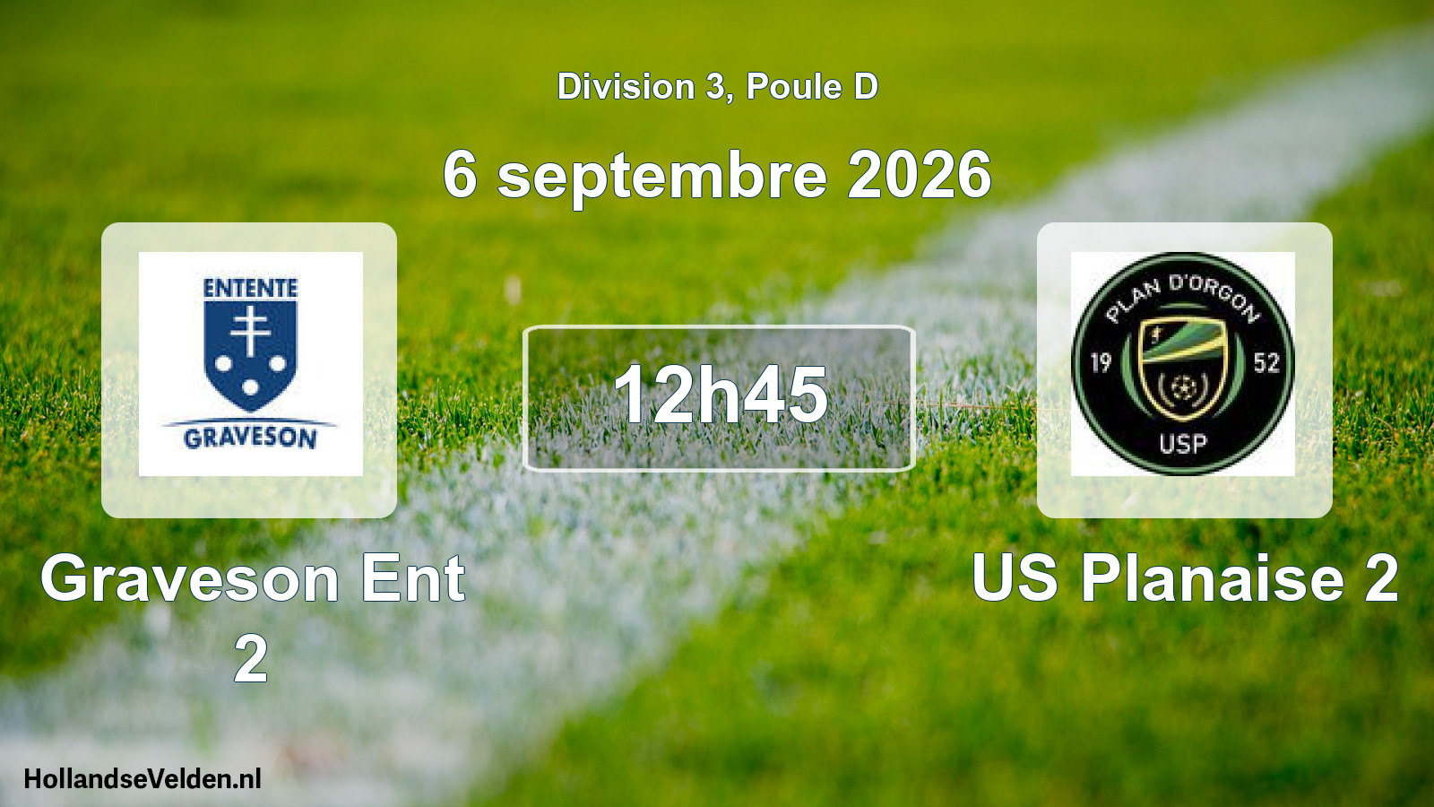Geplande wedstrijd: Graveson Ent 2 - US Planaise 2 (6 september 2026)