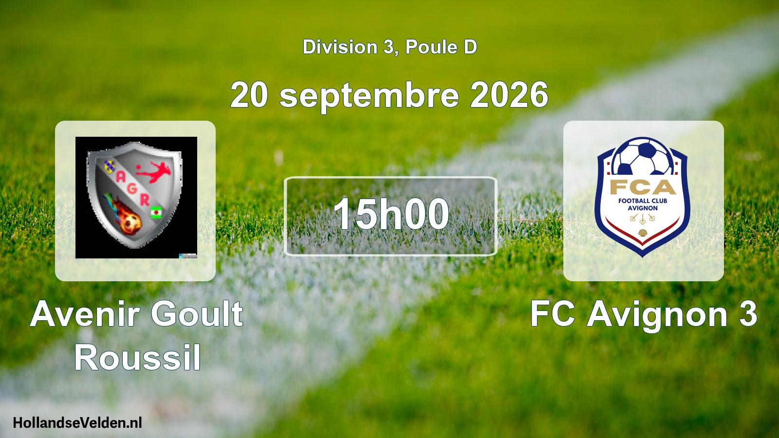 Scheduled Match: Avenir Goult Roussil - FC Avignon 3 (20 September 2026)