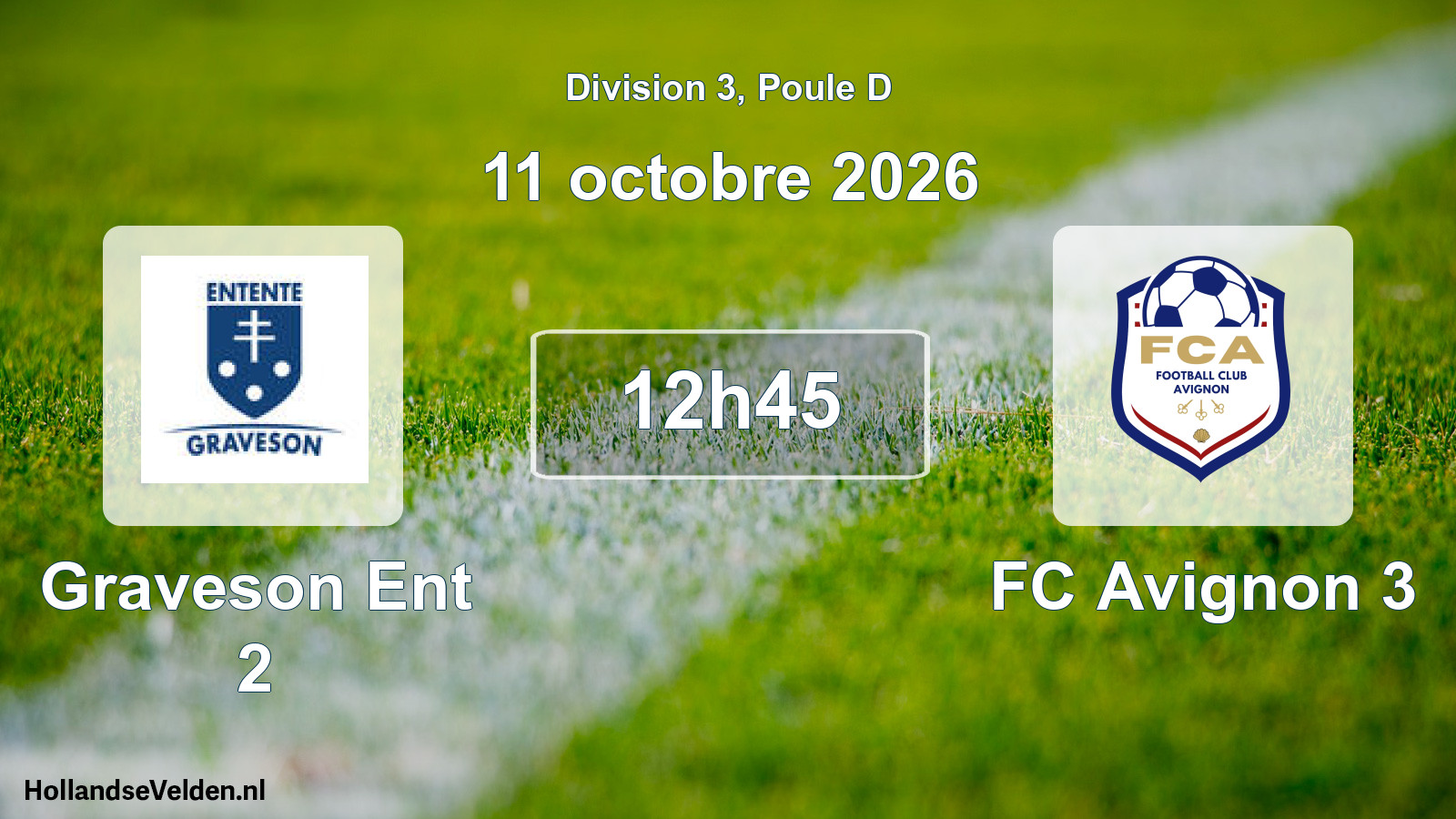 Match programmé: Graveson Ent 2 - FC Avignon 3 (11 octobre 2026)