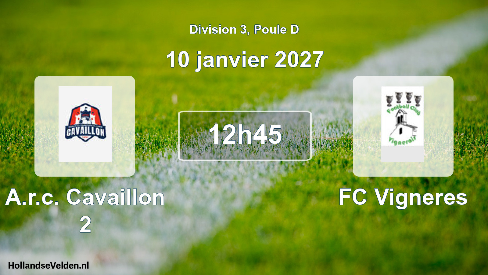 Match programmé: A.r.c. Cavaillon 2 - FC Vigneres (10 janvier 2027)