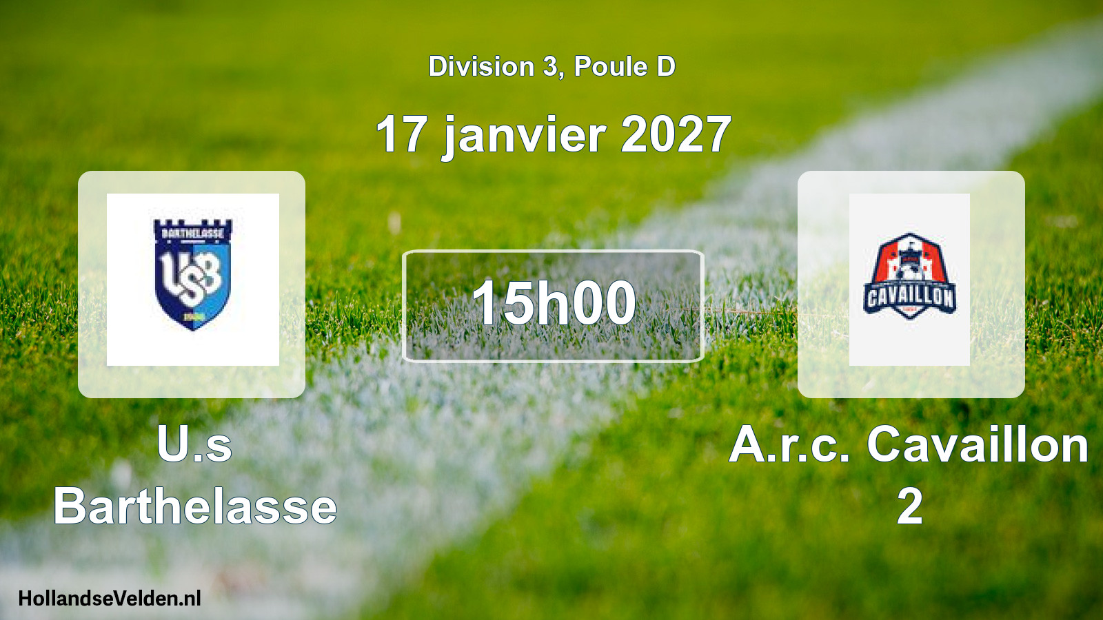 Match programmé: U.s Barthelasse - A.r.c. Cavaillon 2 (17 janvier 2027)