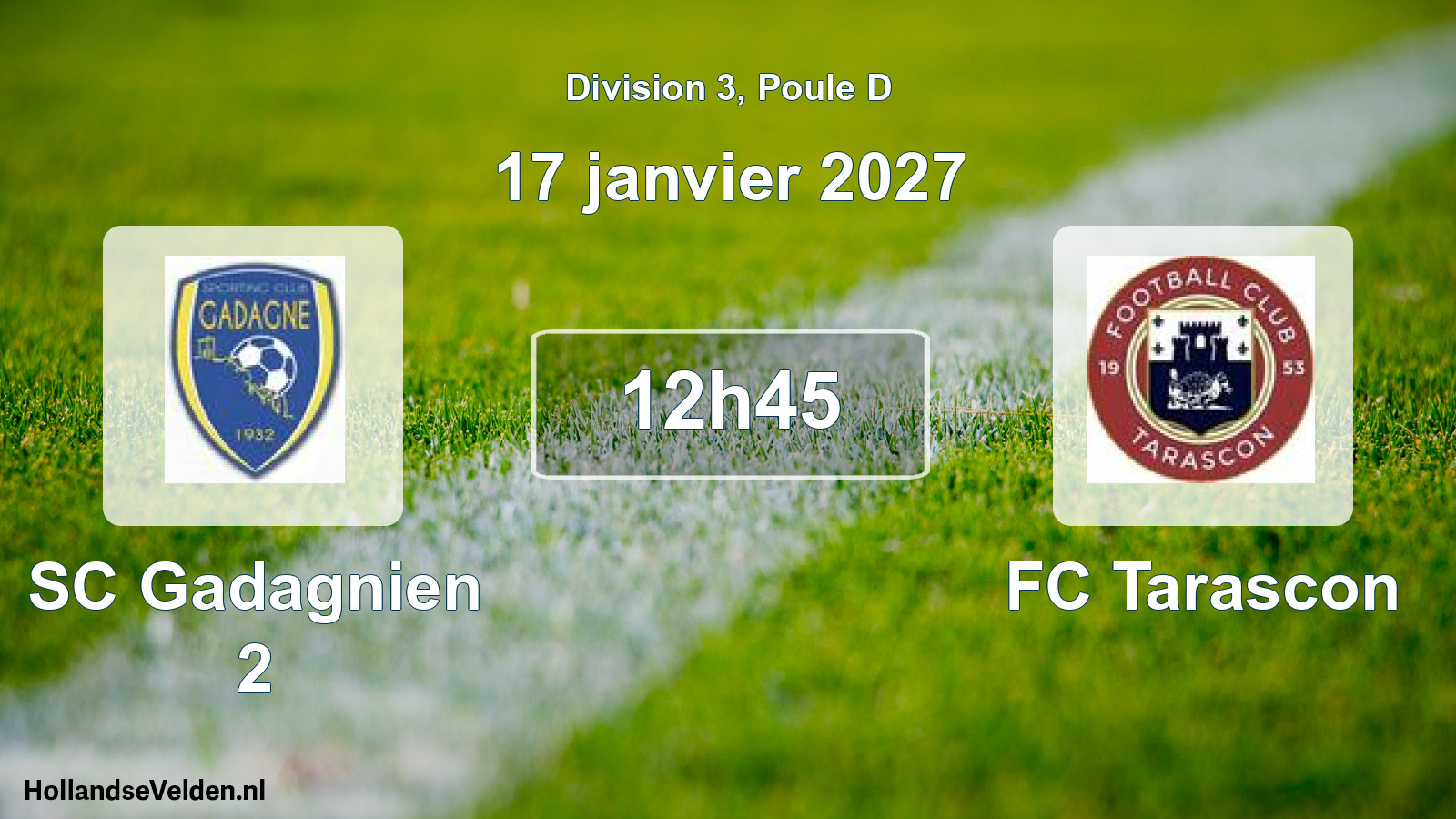 Match programmé: SC Gadagnien 2 - FC Tarascon (17 janvier 2027)
