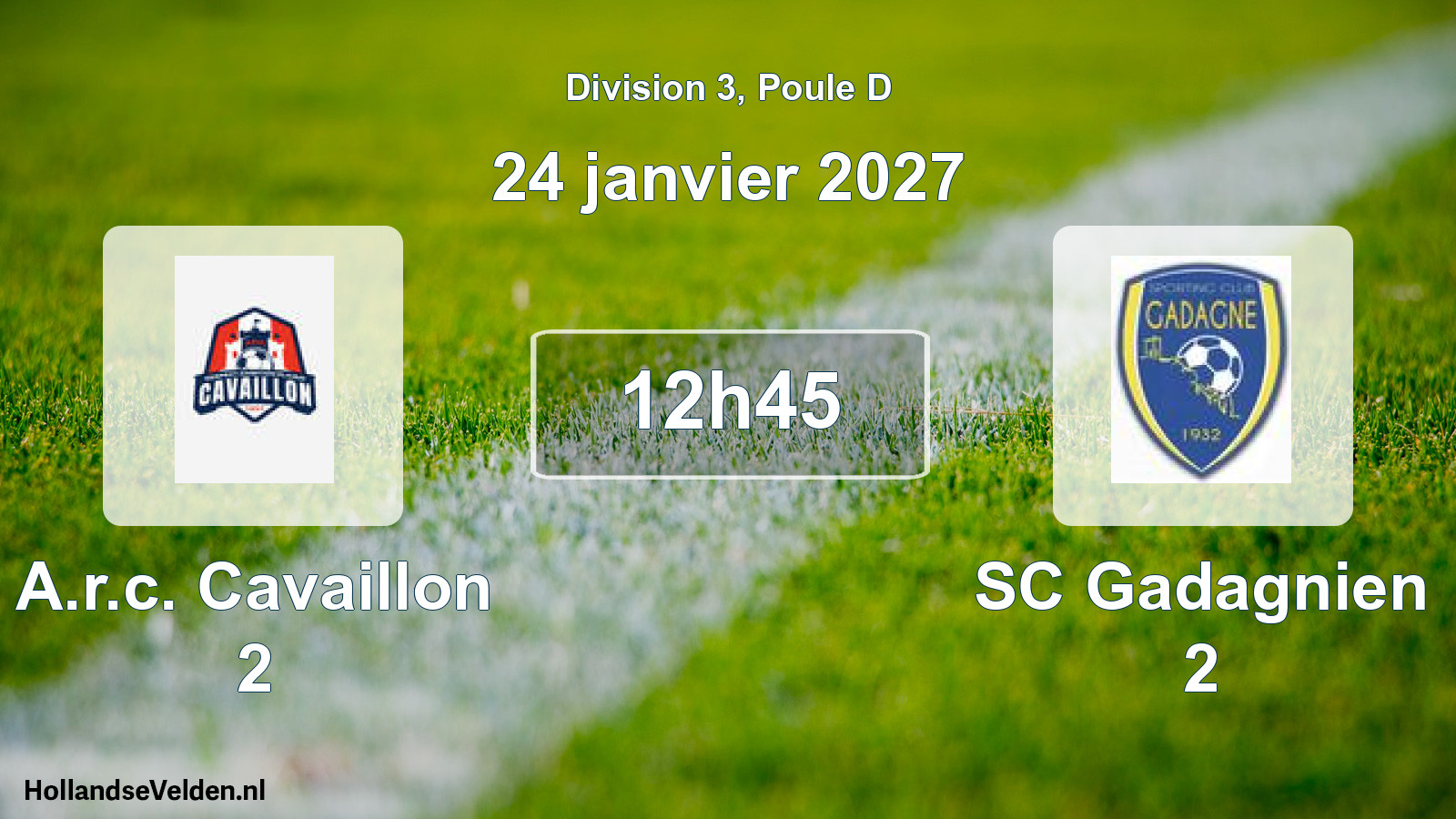 Match programmé: A.r.c. Cavaillon 2 - SC Gadagnien 2 (24 janvier 2027)