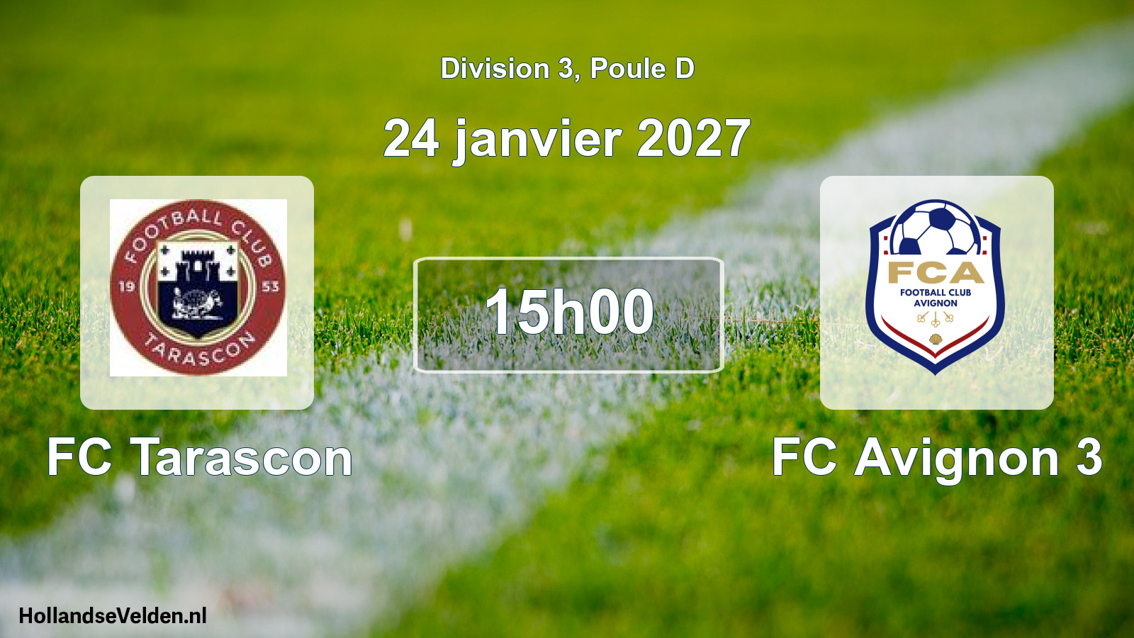 Match programmé: FC Tarascon - FC Avignon 3 (24 janvier 2027)