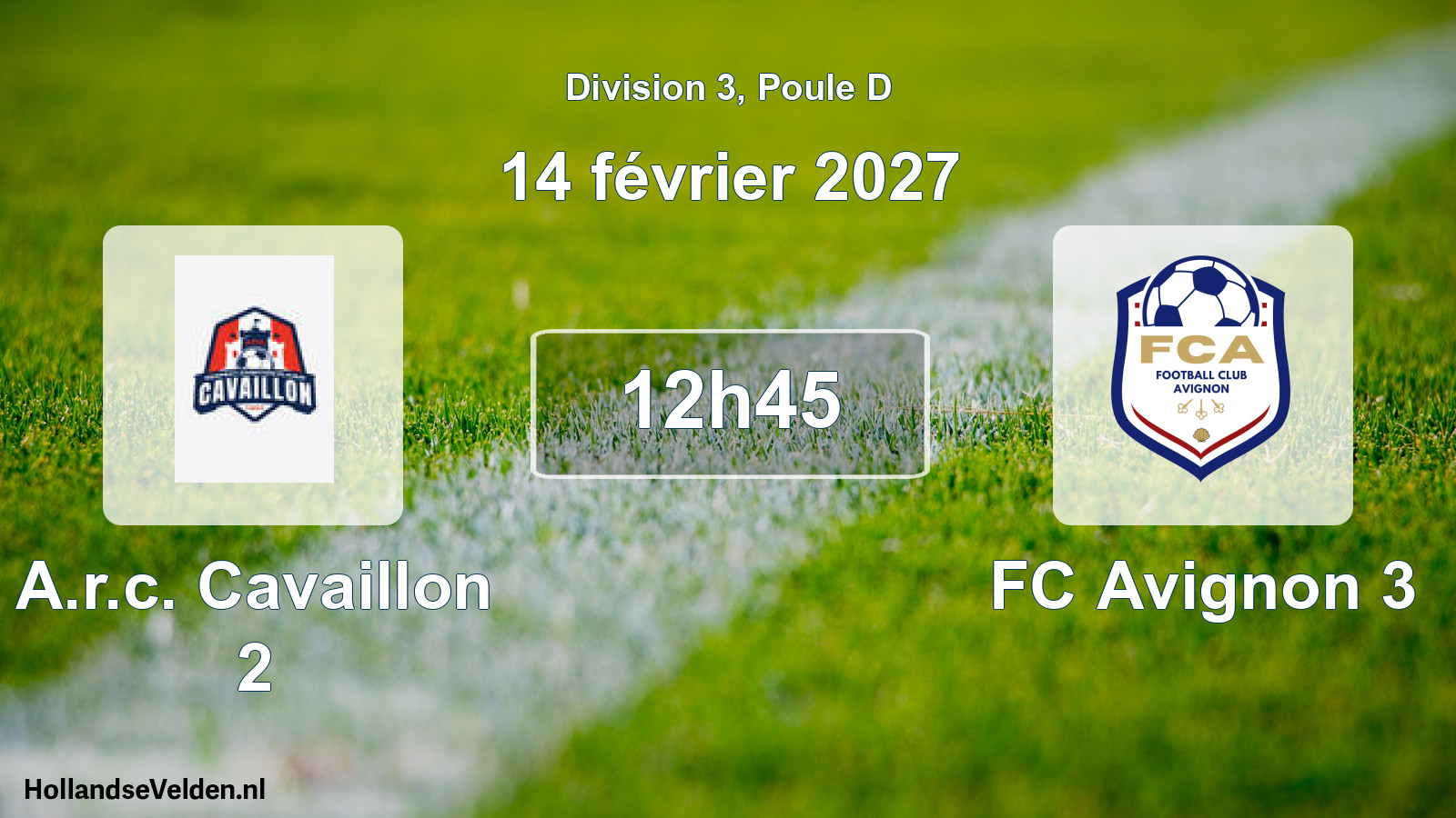 Scheduled Match: A.r.c. Cavaillon 2 - FC Avignon 3 (14 February 2027)