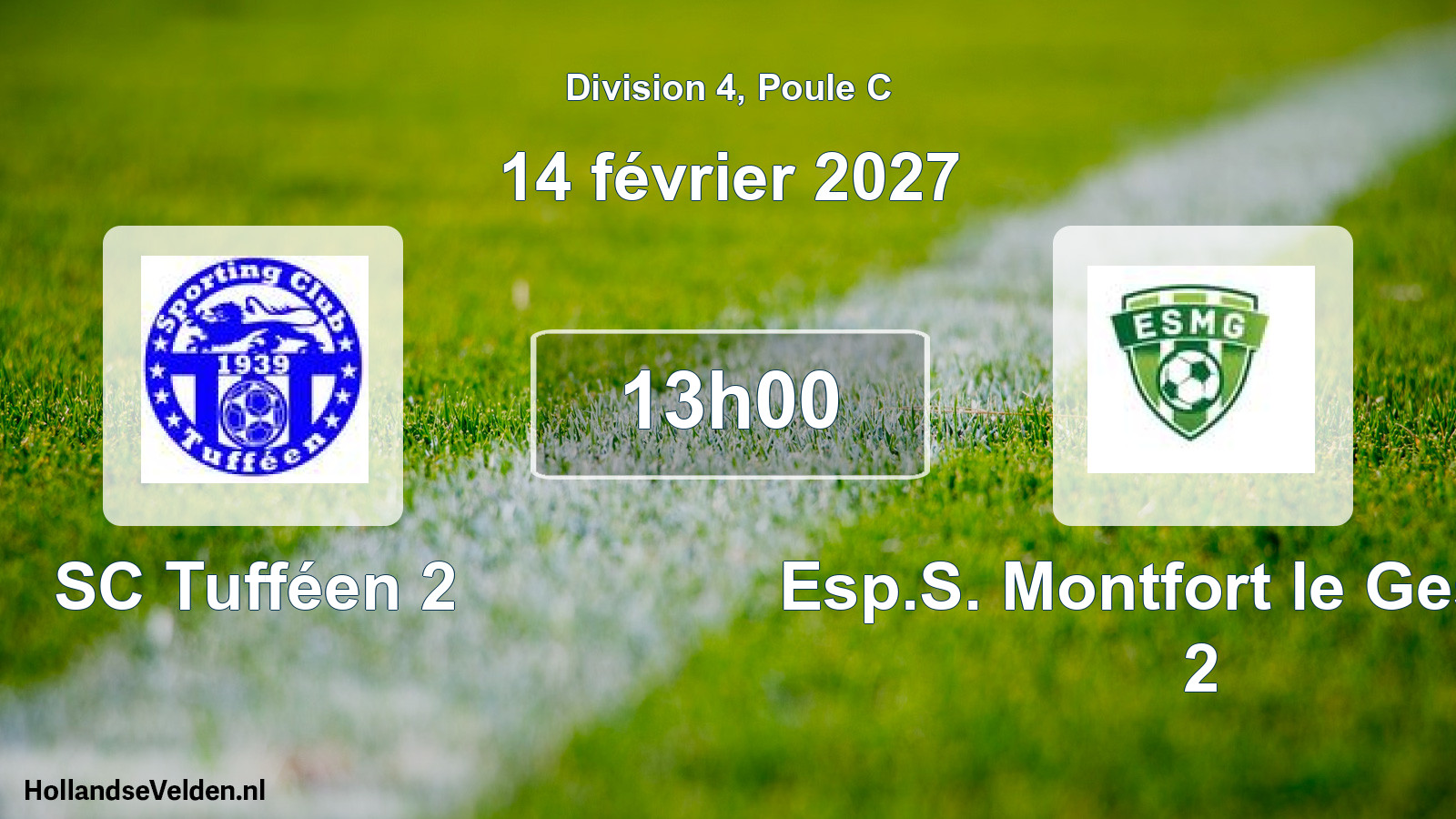 Match programmé: SC Tufféen 2 - Esp.S. Montfort le Gesnois 2 (14 février 2027)