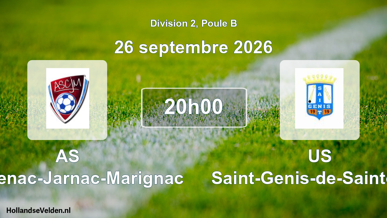 Scheduled Match: AS Chadenac-Jarnac-Marignac - US Saint-Genis-de-Saintonge (26 September 2026)