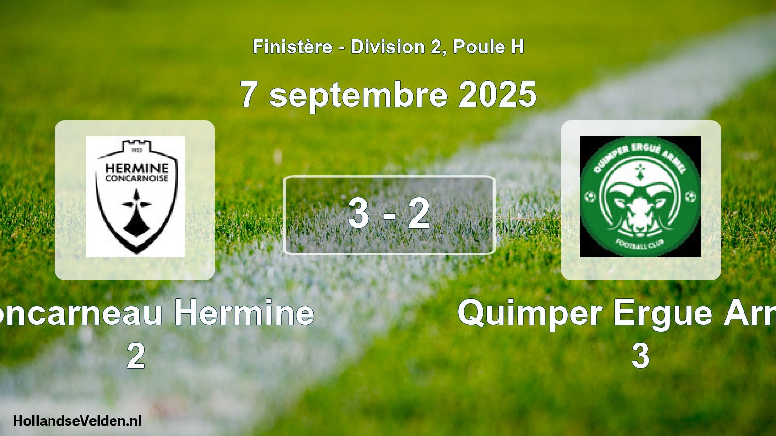 Gespeelde wedstrijd: Concarneau Hermine 2 - Quimper Ergue Armel 3 3 - 2 (7 septembre 2025)