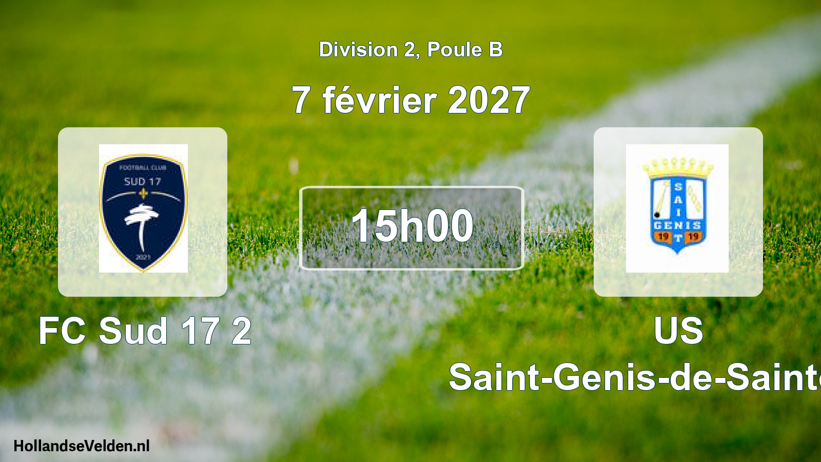 Scheduled Match: FC Sud 17 2 - US Saint-Genis-de-Saintonge (7 February 2027)