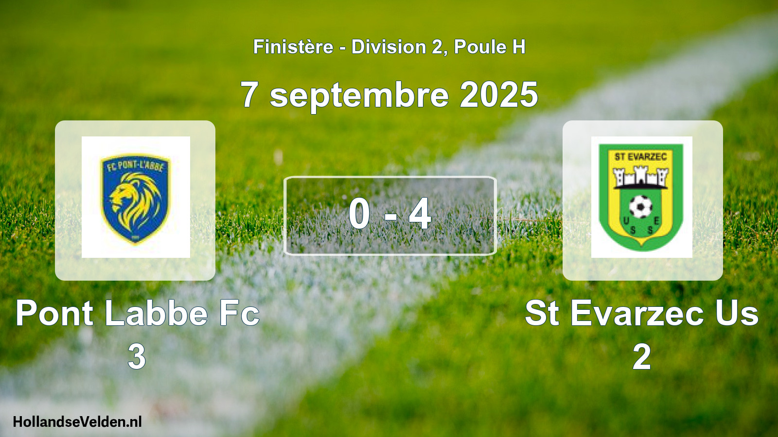 Total number of matches played: Pont Labbe Fc 3 - St Evarzec Us 2 0 - 4 (7 September 2025)