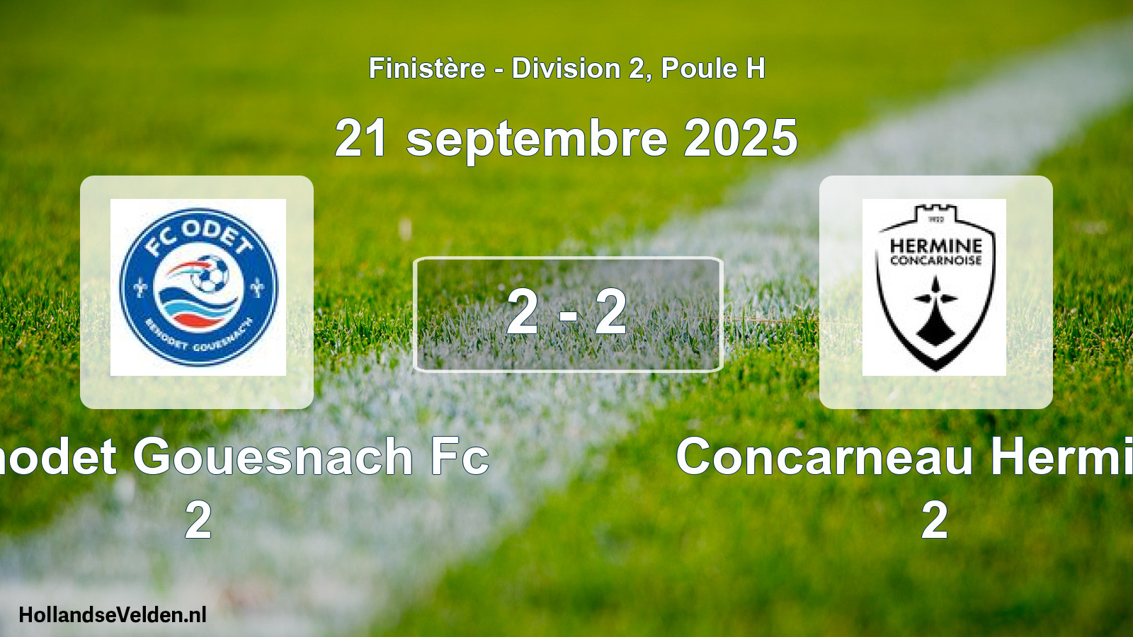 Total number of matches played: Benodet Gouesnach Fc 2 - Concarneau Hermine 2 2 - 2 (21 September 2025)