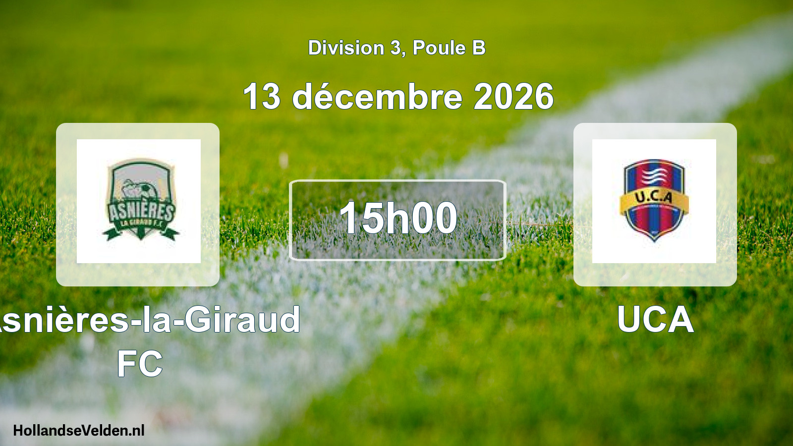 Scheduled Match: Asnières-la-Giraud FC - UCA (13 December 2026)