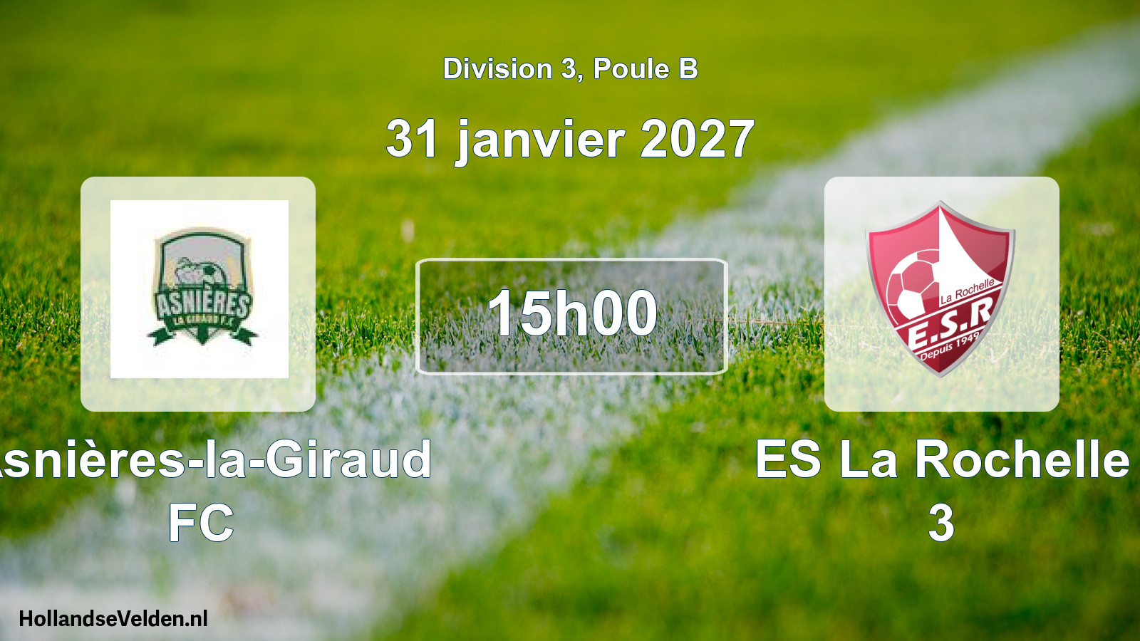 Scheduled Match: Asnières-la-Giraud FC - ES La Rochelle 3 (31 January 2027)