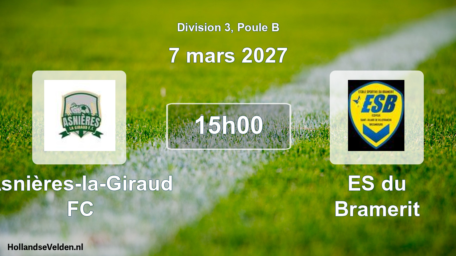 Match programmé: Asnières-la-Giraud FC - ES du Bramerit (7 mars 2027)