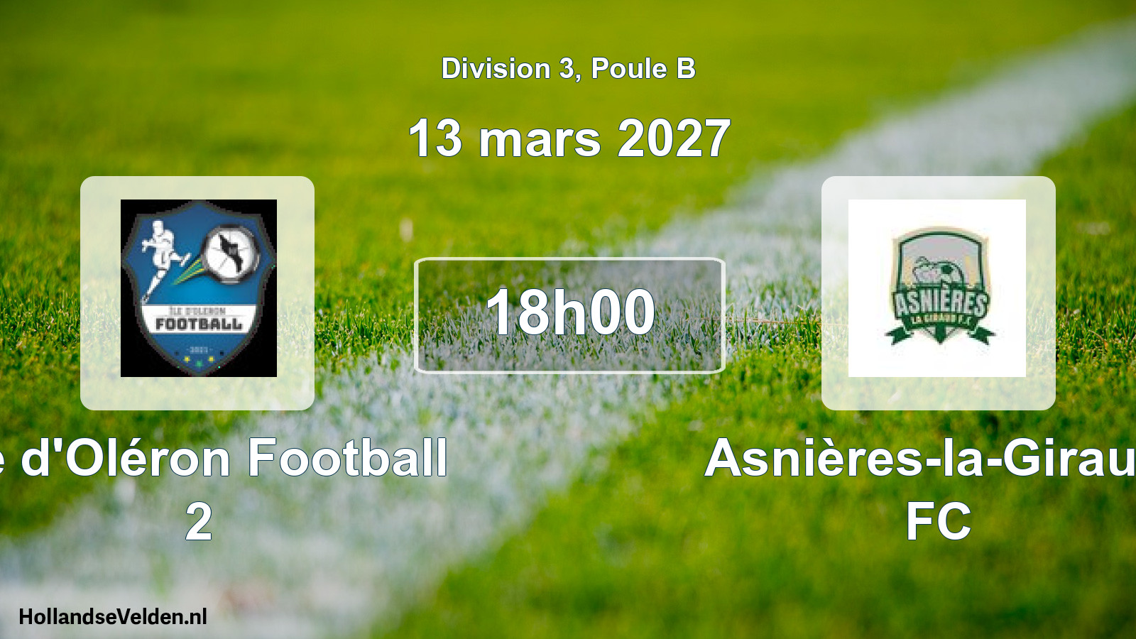 Scheduled Match: Île d'Oléron Football 2 - Asnières-la-Giraud FC (13 March 2027)