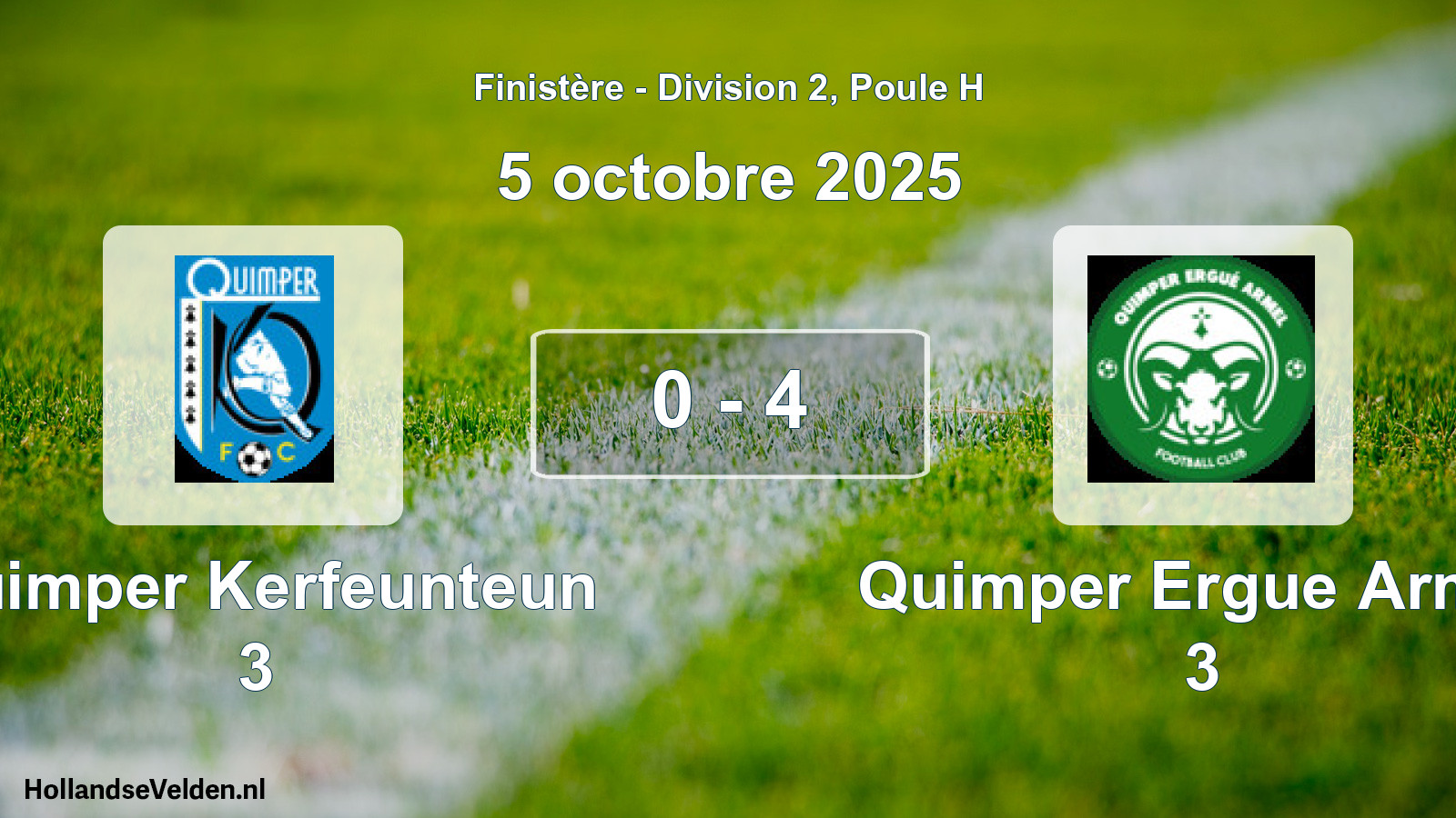 Gespeelde wedstrijd: Quimper Kerfeunteun 3 - Quimper Ergue Armel 3 0 - 4 (5 octobre 2025)