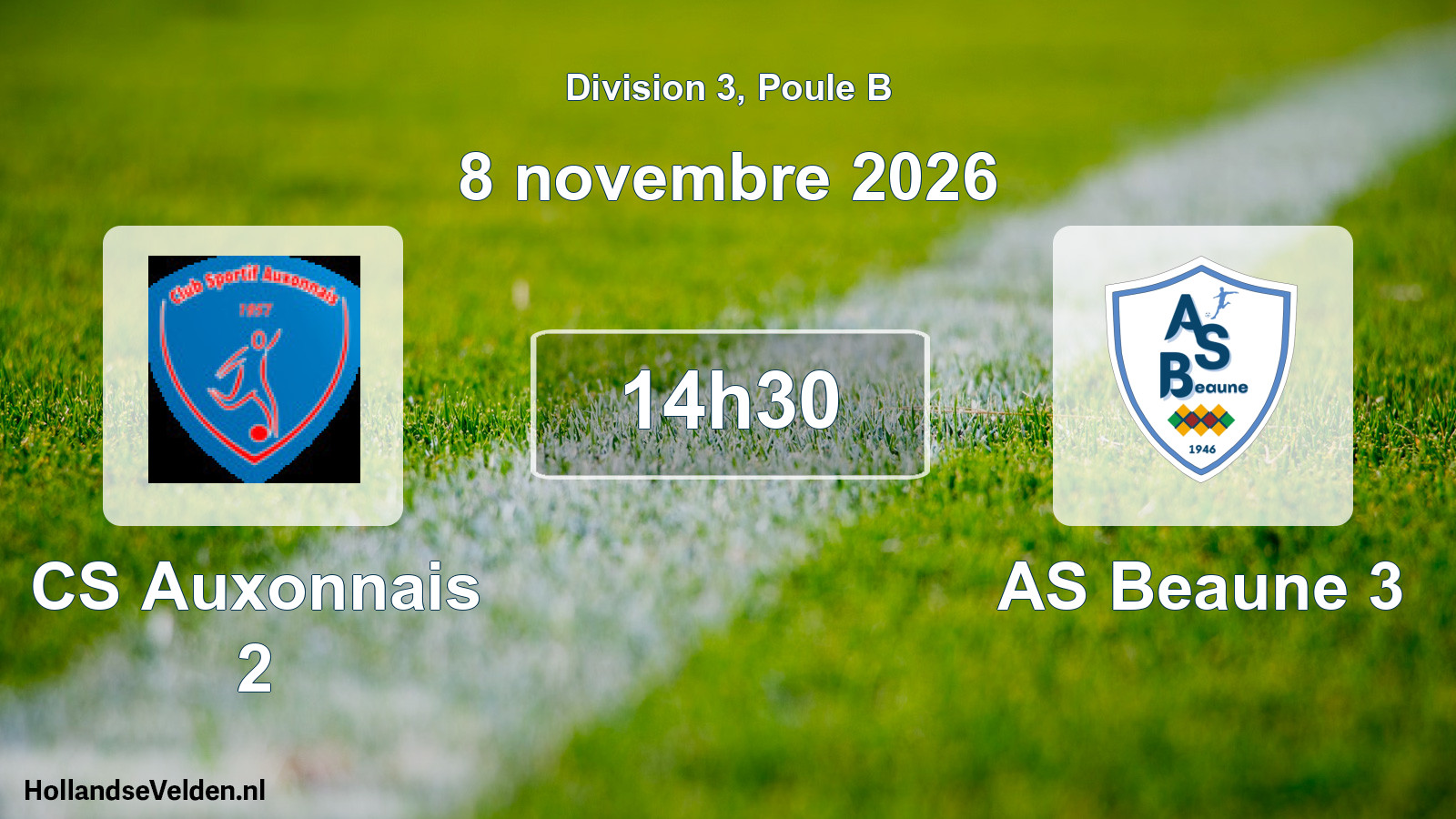 Geplande wedstrijd: CS Auxonnais 2 - AS Beaune 3 (8 november 2026)