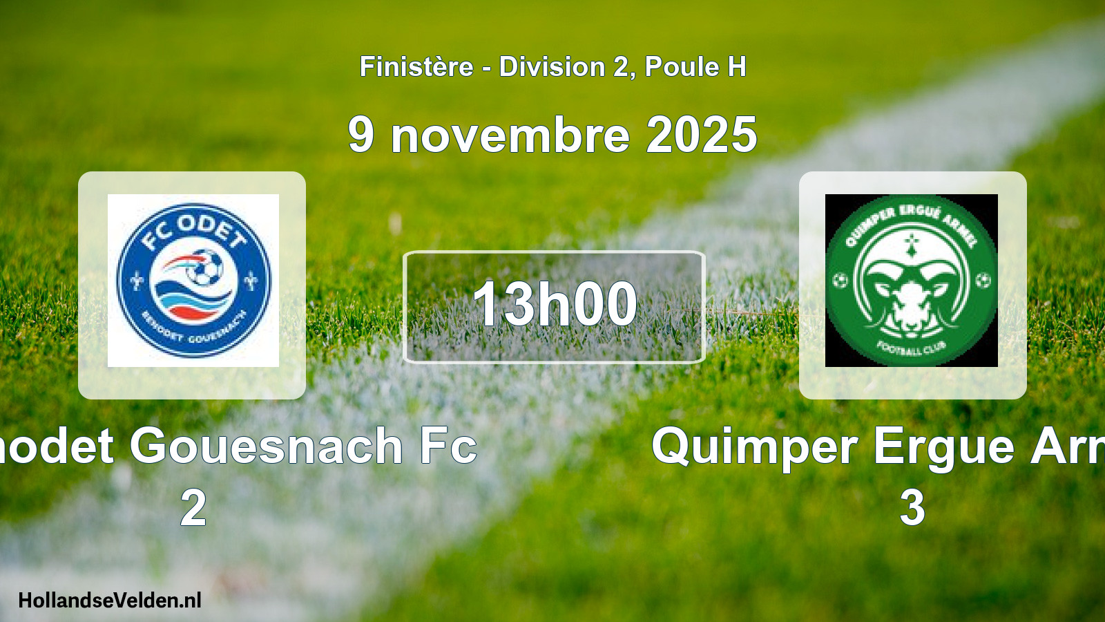 Geplande wedstrijd: Benodet Gouesnach Fc 2 - Quimper Ergue Armel 3 (9 novembre 2025)