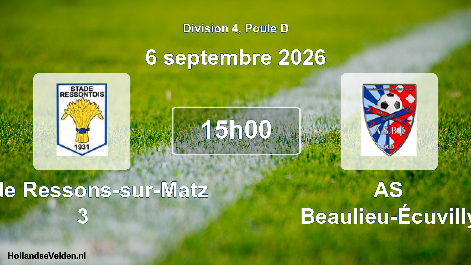 Geplande wedstrijd: Stade Ressons-sur-Matz 3 - AS Beaulieu-Écuvilly (6 september 2026)