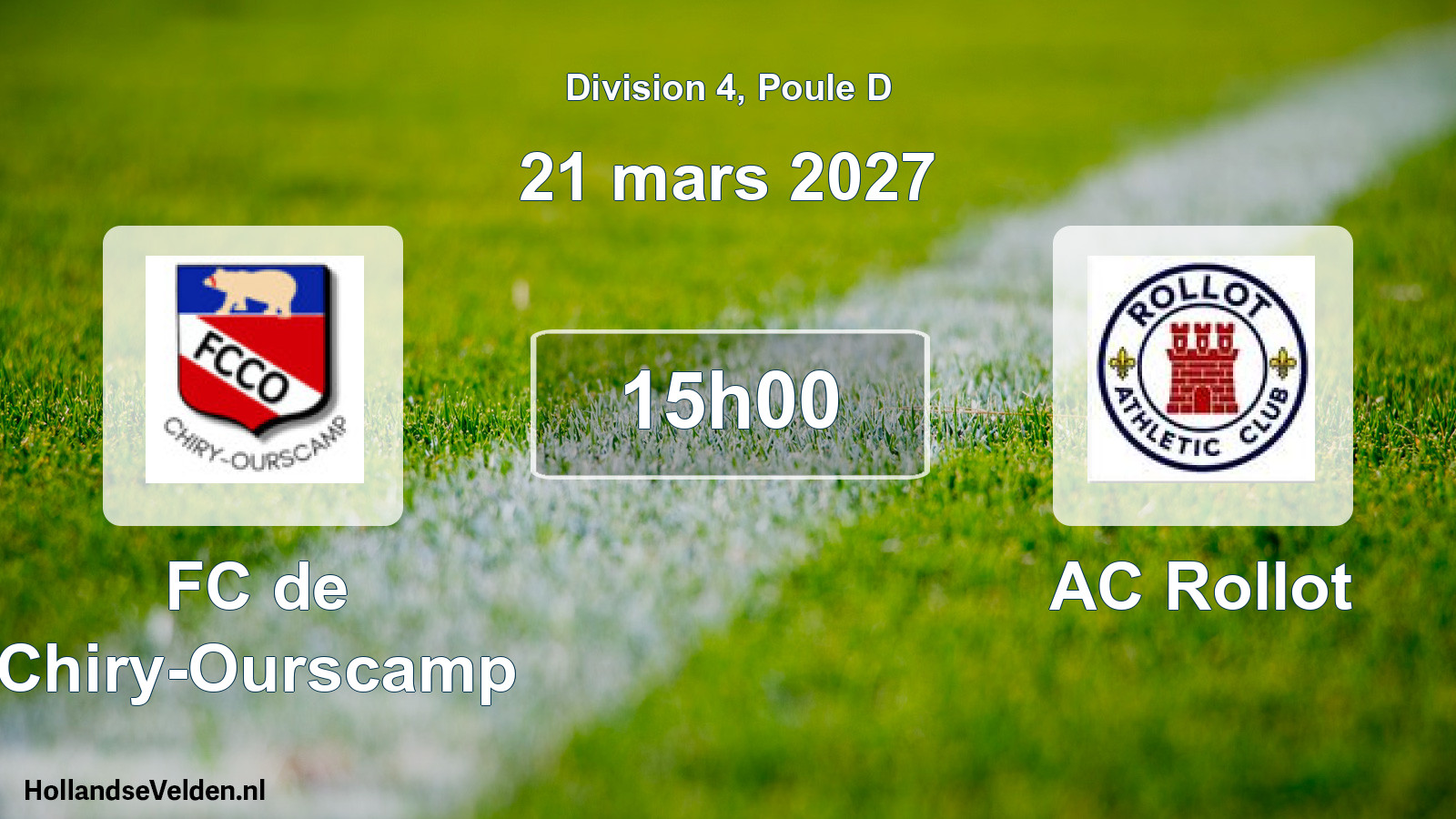 Match programmé: FC de Chiry-Ourscamp - AC Rollot (21 mars 2027)