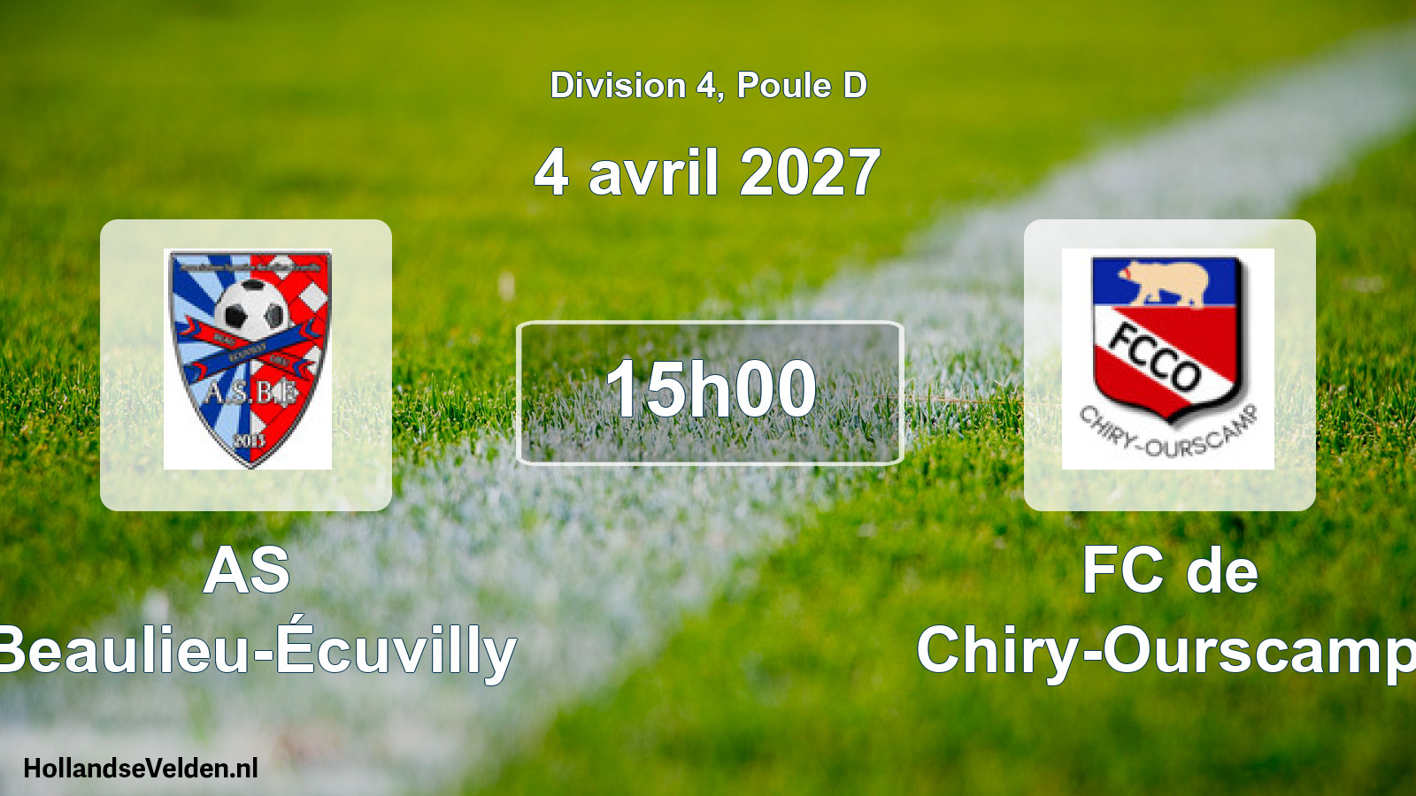 Geplande wedstrijd: AS Beaulieu-Écuvilly - FC de Chiry-Ourscamp (4 april 2027)